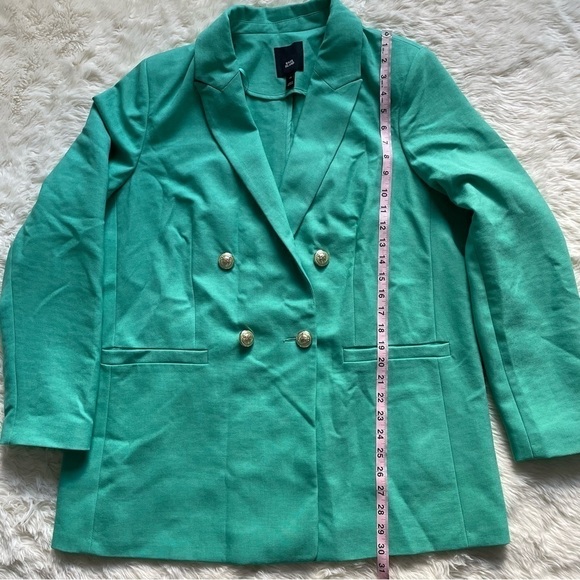 River Island Blazer Double Breasted Gold Button Green Plus Size 14 - Picture 13 of 14